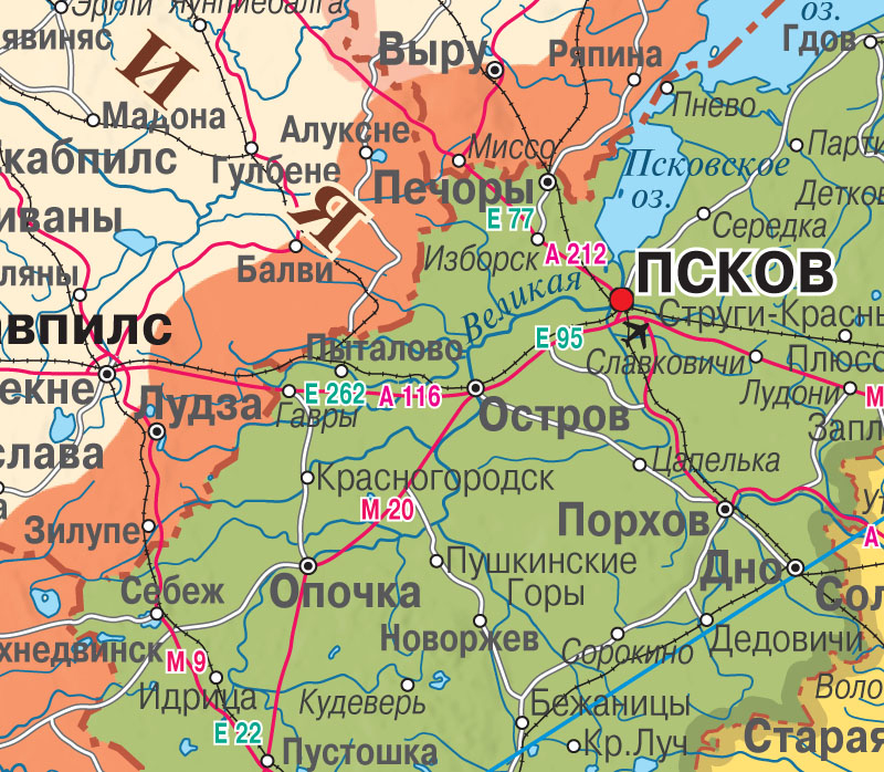 Политико-административная карта России и сопредельных государств (рос002)