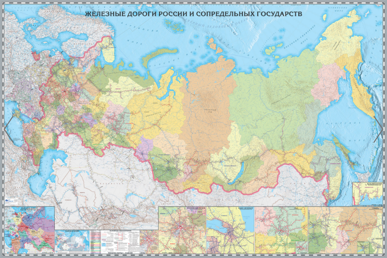 карта железных дорог России и сопредельных государств (tr007)