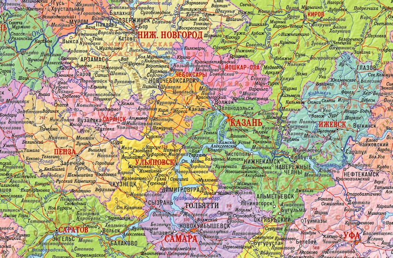 карта Европейская часть России (reg101)