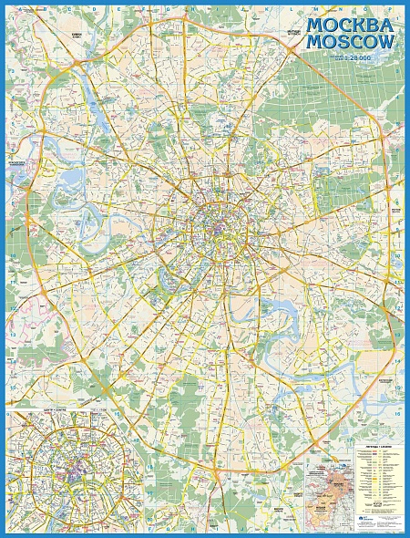 настенная карта Москвы на английском языке (mos007)