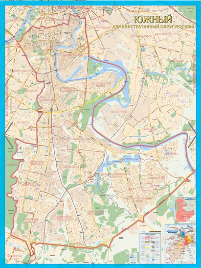 Южный административный округ Москвы. Настенная карта (mos109)