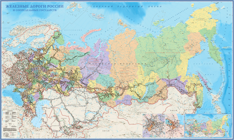 карта Железные дороги России и сопредельных государств  (tr008)