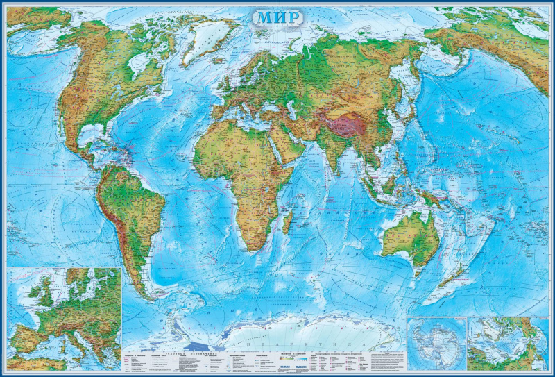 Физическая карта мира ламинированная (mir102)