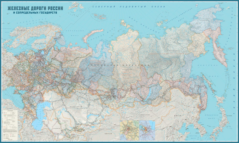 карта Железные дороги России и сопредельных государств (tr003)