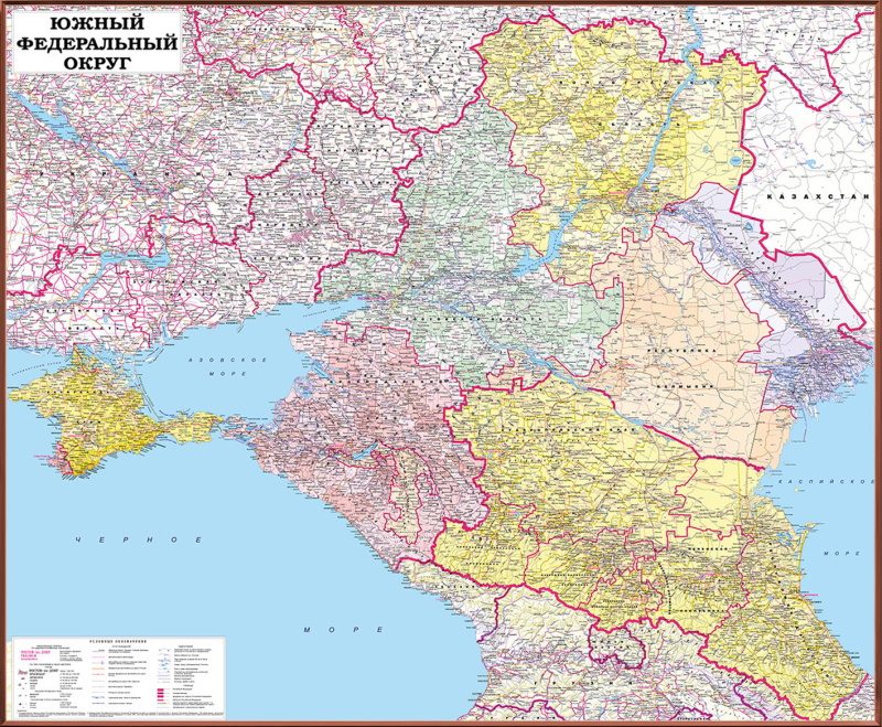 Рельефная административная карта Южный федеральный округ (3D 308)