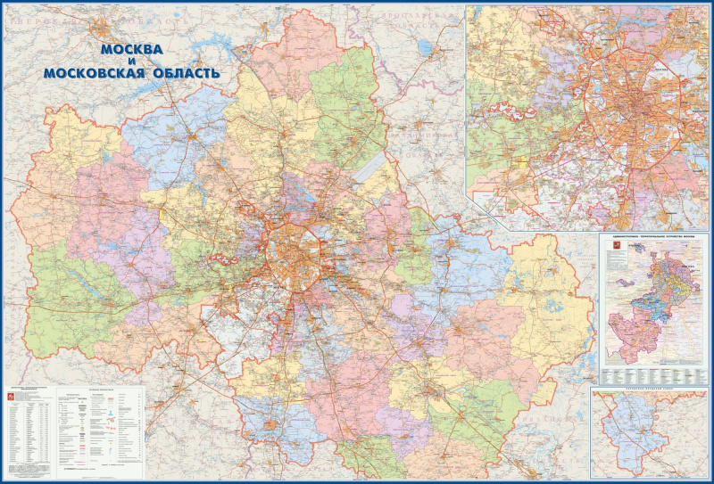 Карта Москва и Московская область, административная (mos201)