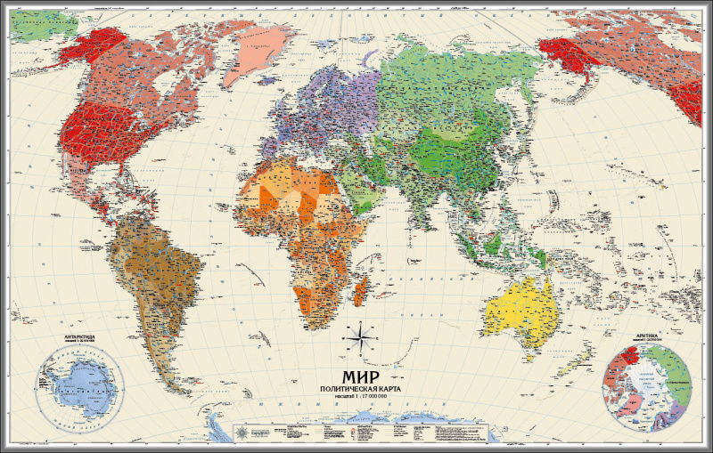 Политическая карта мира. Континенты и Части Света (mir035)