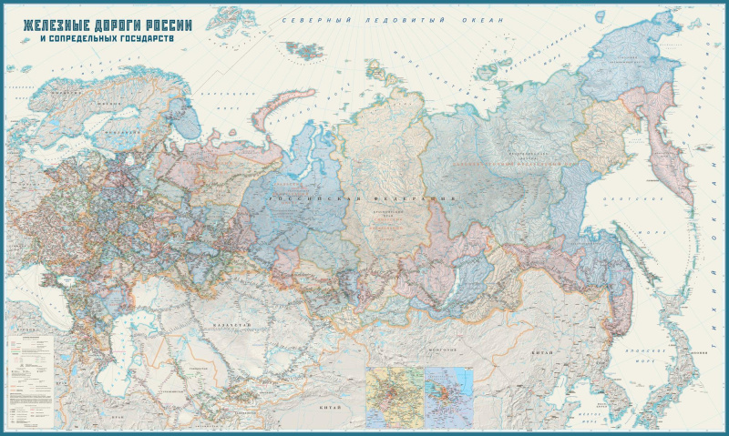 карта Железные дороги России и сопредельных государств (tr005)