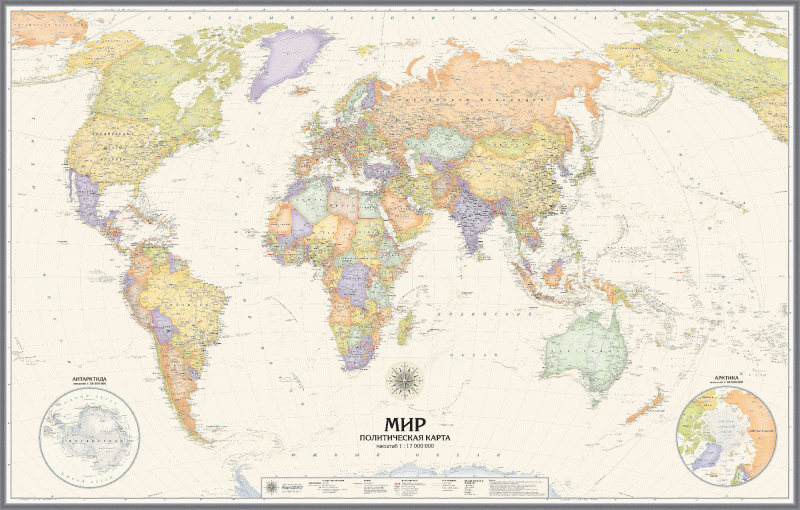 Политическая карта мира в английском стиле (mir033)
