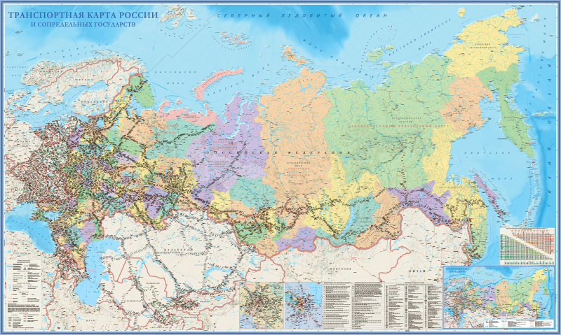 карта Транспорт России и сопредельных государств (tr104)