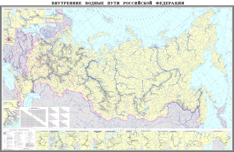 настенная карта Водный транспорт России. Внутренние водные пути (tr113)