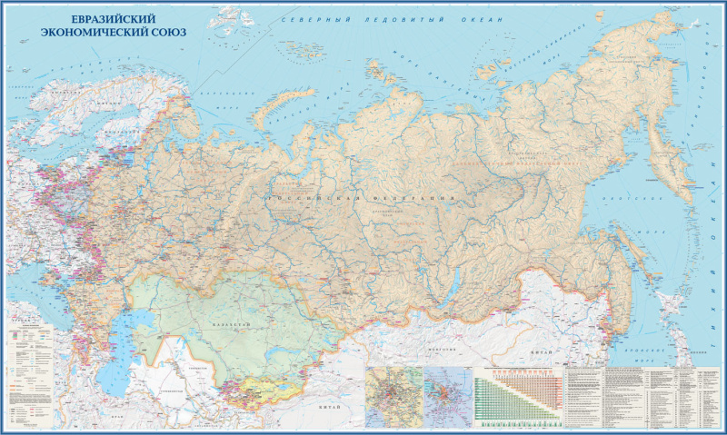настенная карта Таможенные переходы. Евразийский экономический союз (tr101)