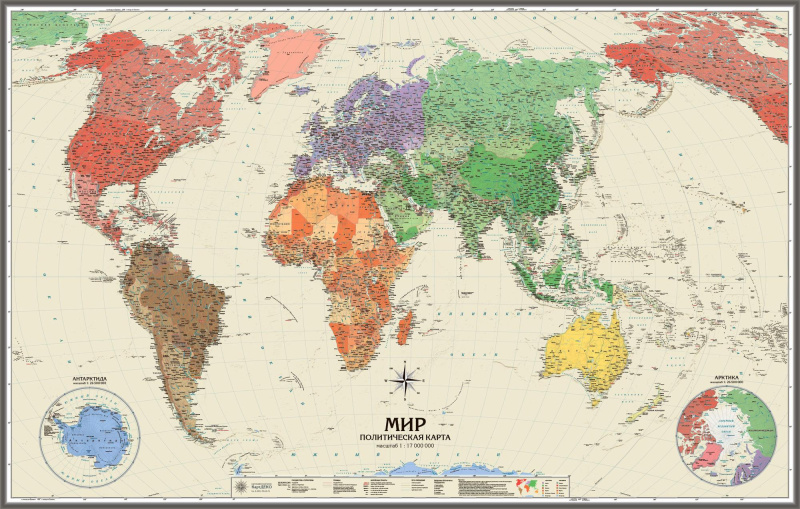 Политическая карта мира. Континенты и Части Света (mir035)