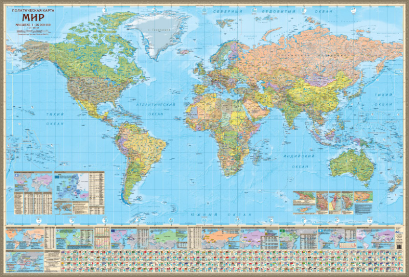 Политическая карта мира с инфографикой (mir029)