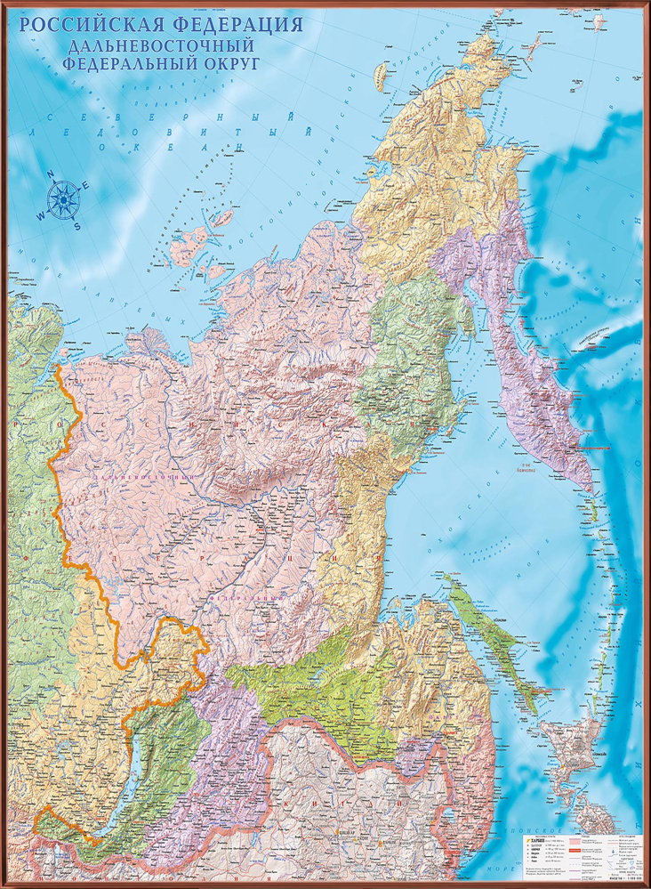 Рельефная административная карта Дальневосточный федеральный округ (3D 310)