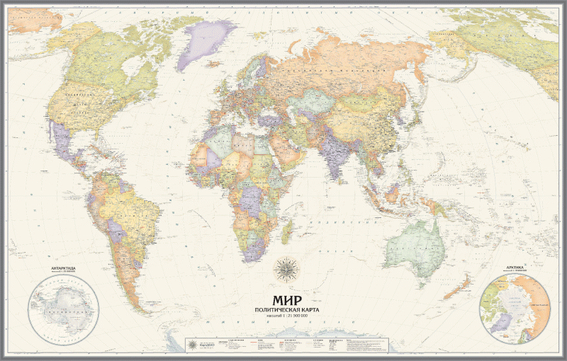 Политическая карта мира в английском стиле (mir039)