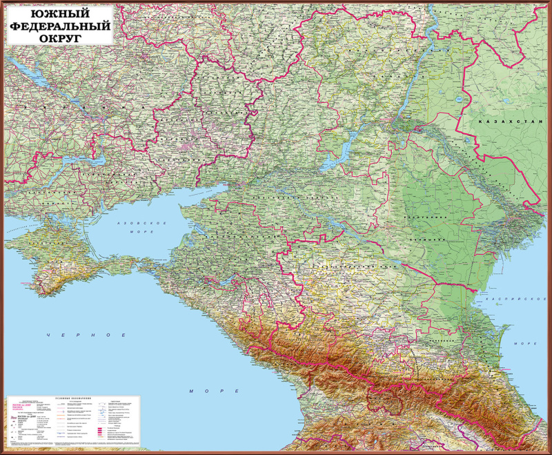 Рельефная общегеографическая карта Южный федеральный округ (3D 309)