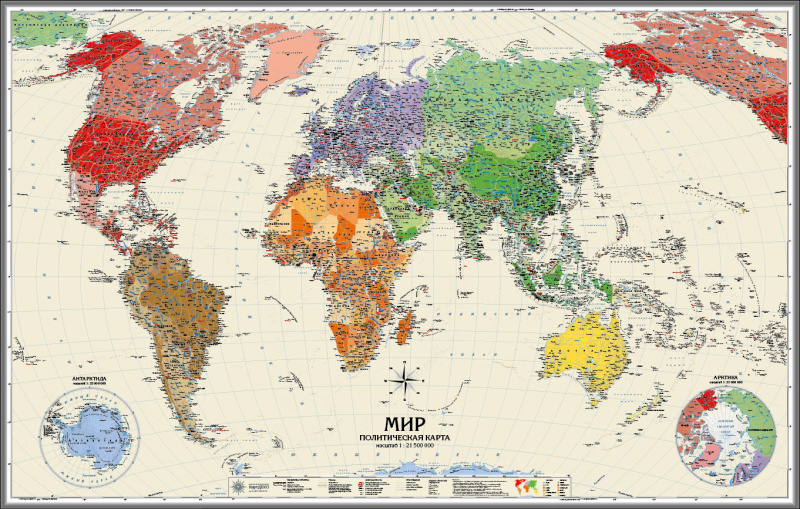 Политическая карта мира. Континенты и Части Света (mir040)