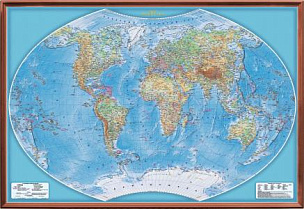 Рельефная общегеографическая карта мира 3D рельеф (1,3 х 0,9)