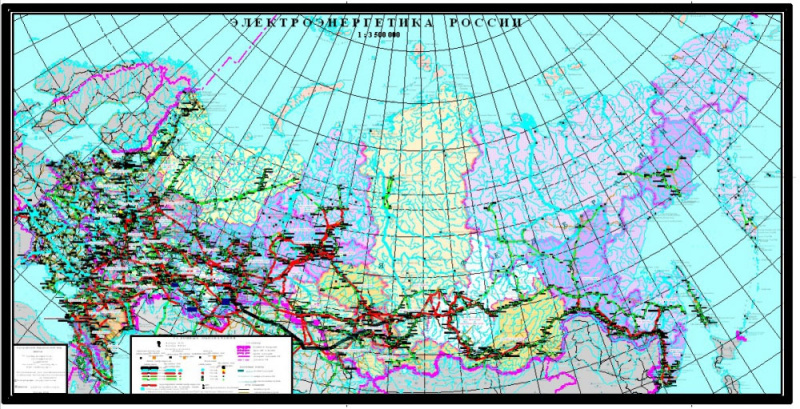 настенная карта Электроэнергетика Российской Федерации (sp104)