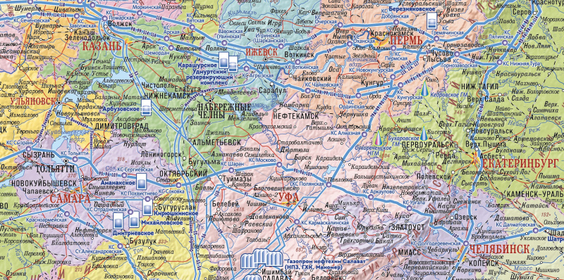 Настенная карта  Единая система газоснабжения России   (Политико-административная)  (sp028)