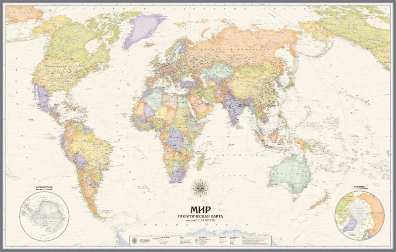 Политическая карта мира в английском стиле (mir034)