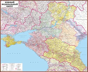 Рельефная административная карта Южный федеральный округ (3D 308)