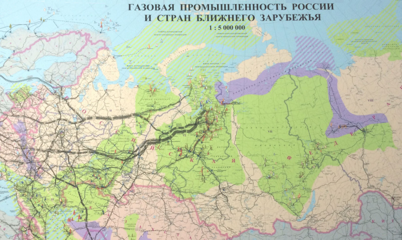настенная карта Газовая промышленность России и стран ближнего зарубежья (sp016)