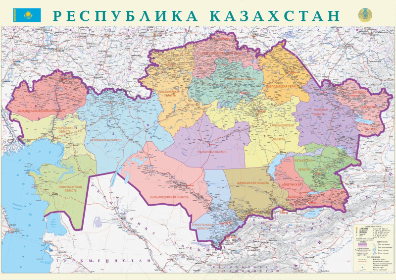Казахстан. Политико-административная карта (str003)