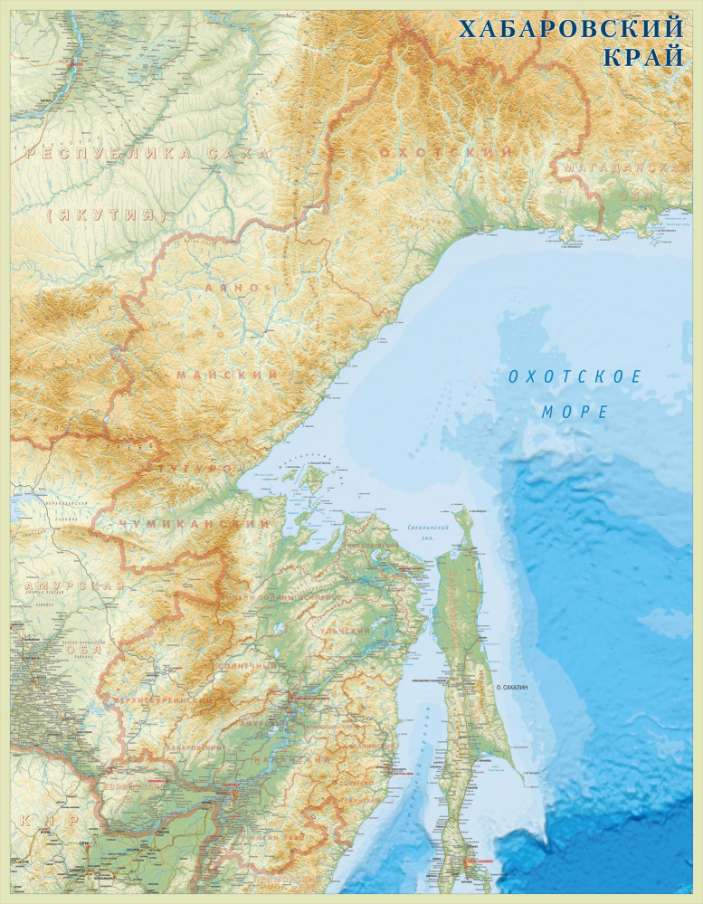 настенная карта Хабаровского края общегеографическая (reg103)